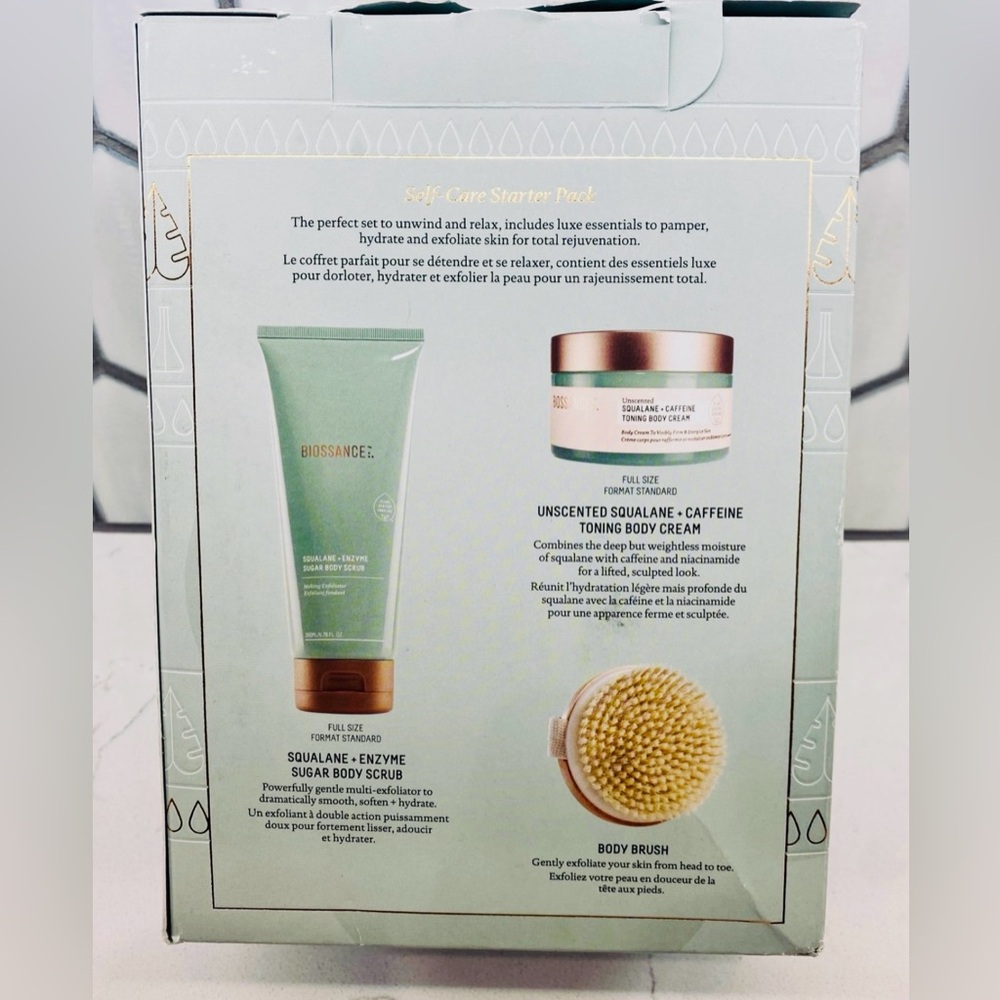 BIOSSANCE Self Care Kit | Full Size Squalane Body Scrub & Cream + Body Brush - Picture 3 of 4